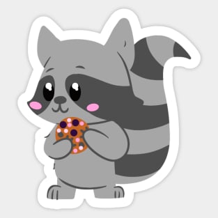 Cute raccoon snacking on a cookie Sticker